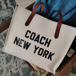 Coach New York Cream and Brown Tote Bag